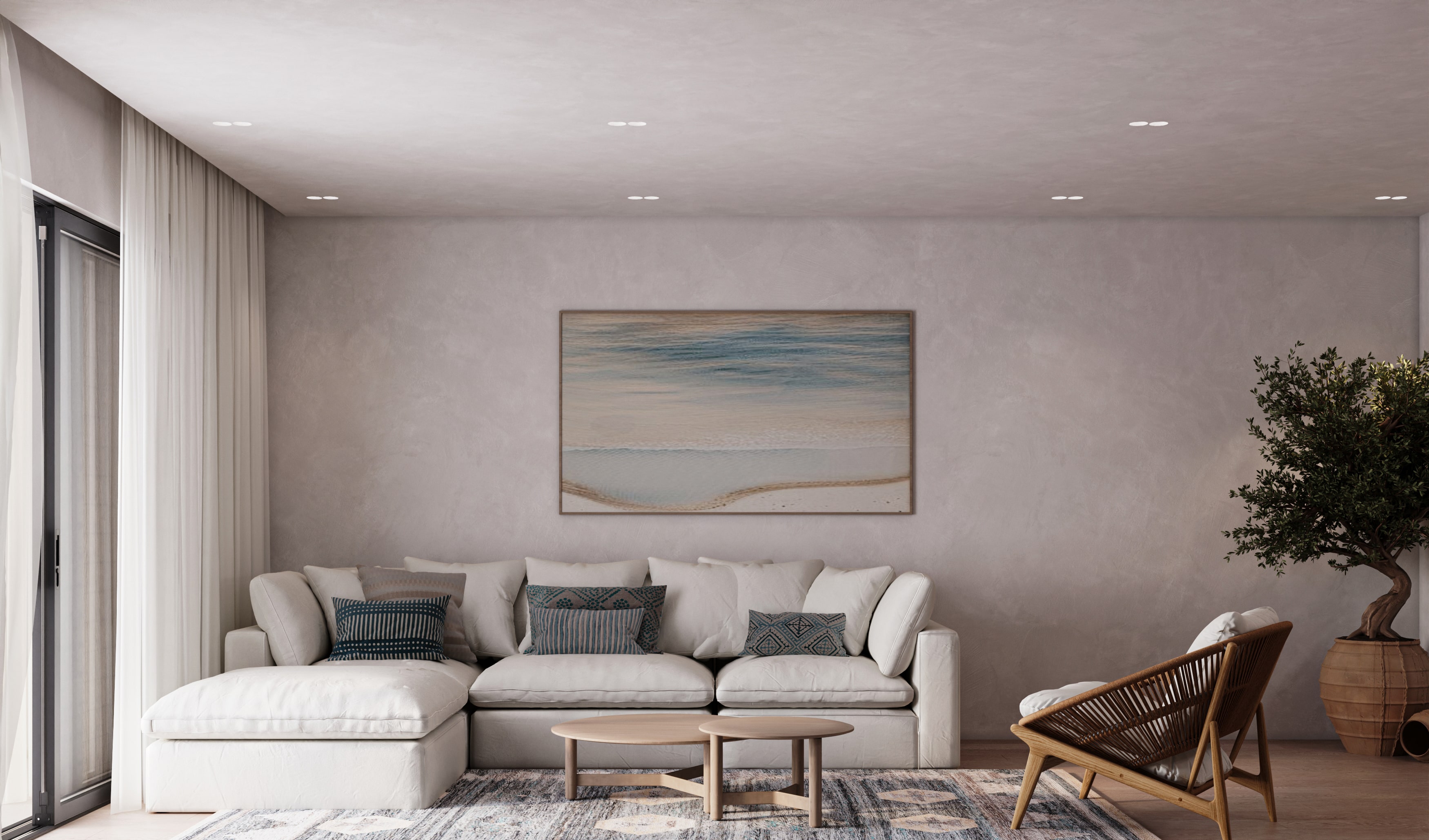 Neutral living room at Cliffs Hilton residences Sharm El Sheikh