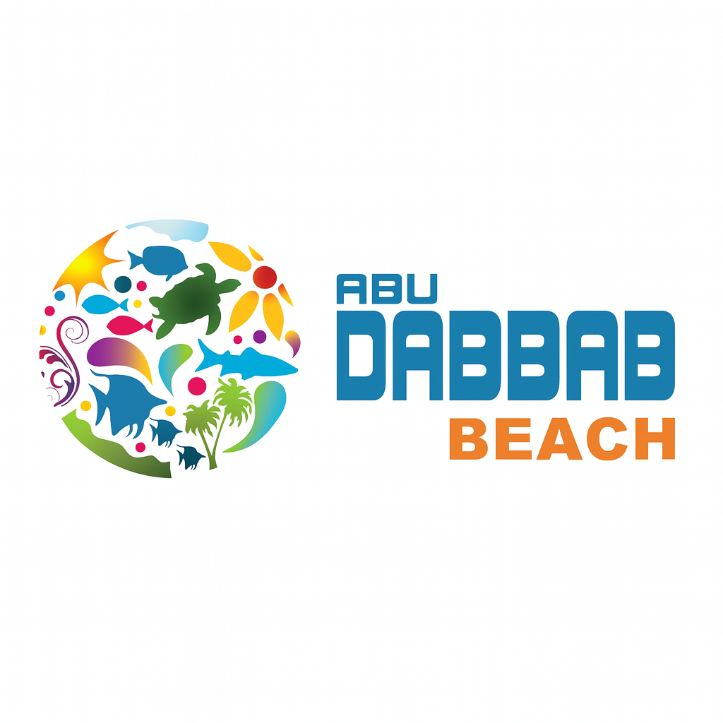 Abu Dabbab Beach - Official Logo Colorful Abu Dabbab Beach logo with marine life icons