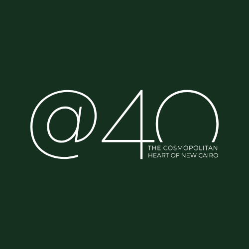 @40 logo in white on a dark green background