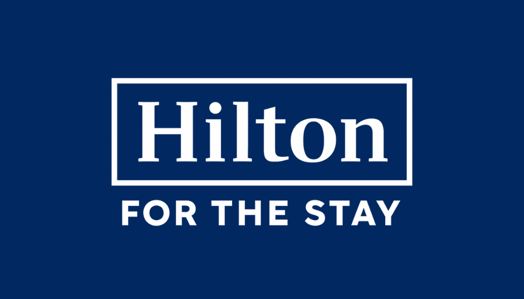 Hilton for the Stay logo in blue background